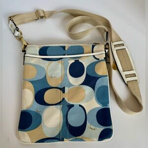 Coach 41226 Blue Multicolor Signature C Cross-body Swing-pack Handbag Purse